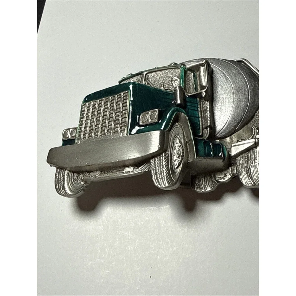 The Great American Belt Buckle Co. Cement Mixer Vintage Enamel Belt Buckle